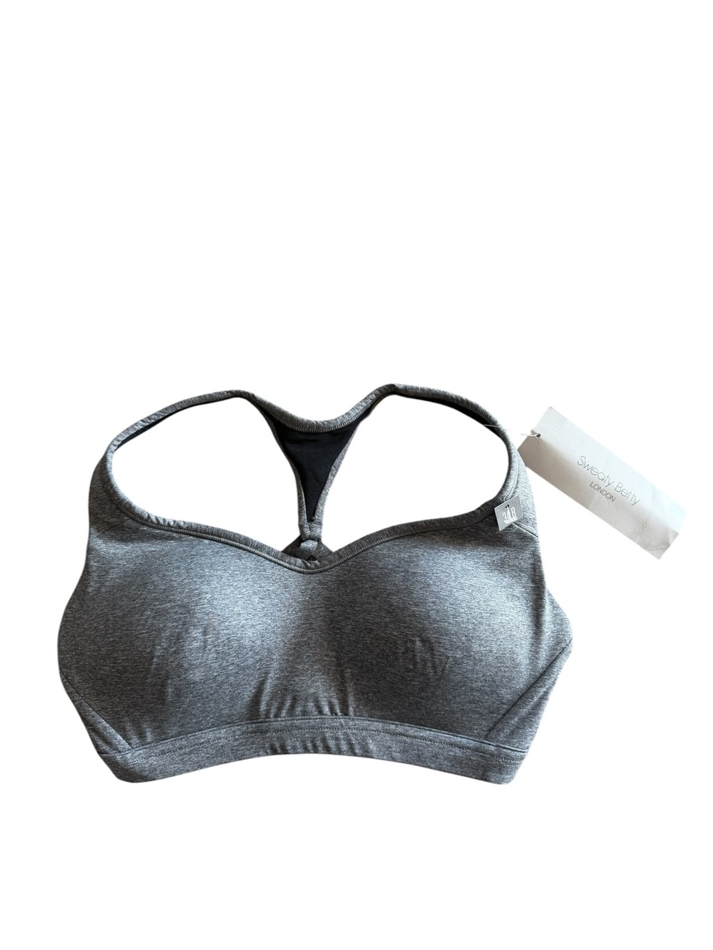NEW Sweaty Betty Womens Ultimate Workout Bra Size 34B Charcoal Marl Gray Racer